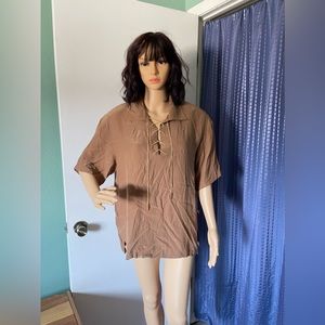 SANDRA ROTH CIAOSPORT Blouse Shirt 100% Silk Vtg Brown 12